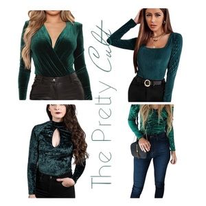 SOLD OUT plus size THE PRETTY CULT velvet emerald green bodysuit 2x XXL